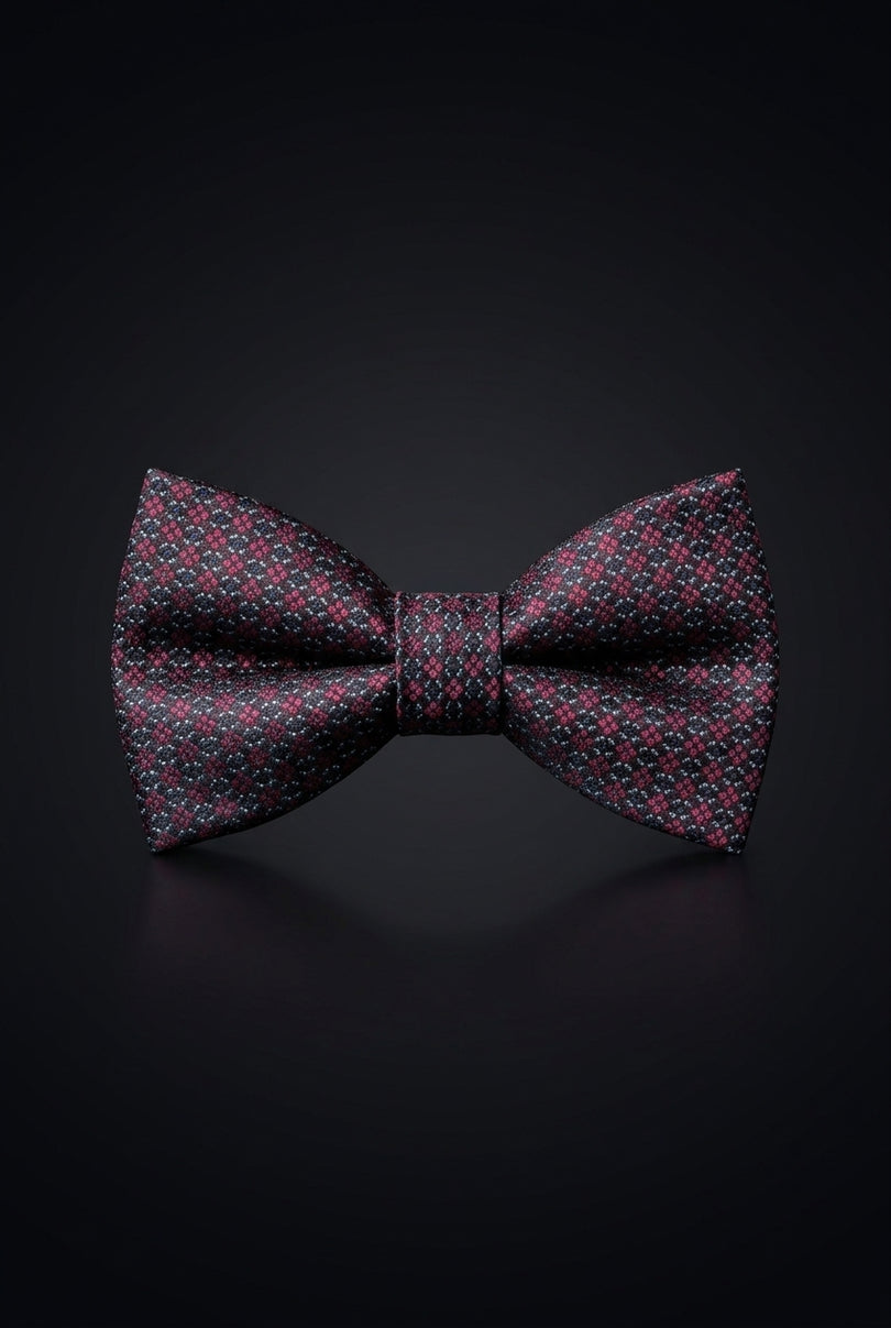 Self-Tie Bow Tie - Navy Burgundy Geometric - front