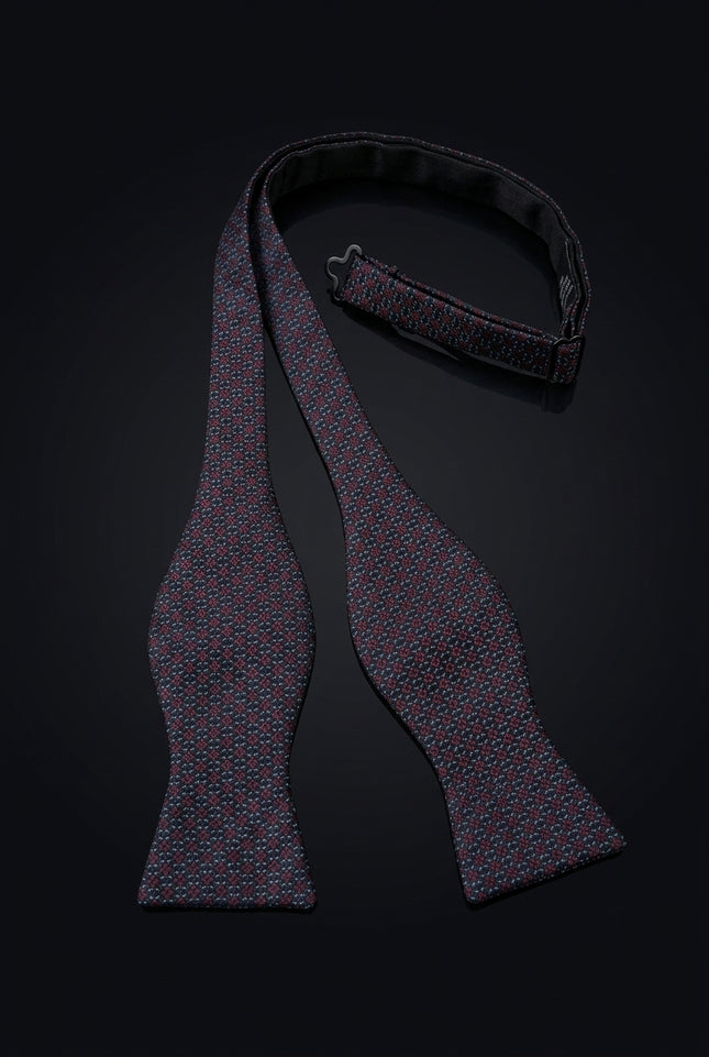 Self-Tie Bow Tie - Navy Burgundy Geometric - untied