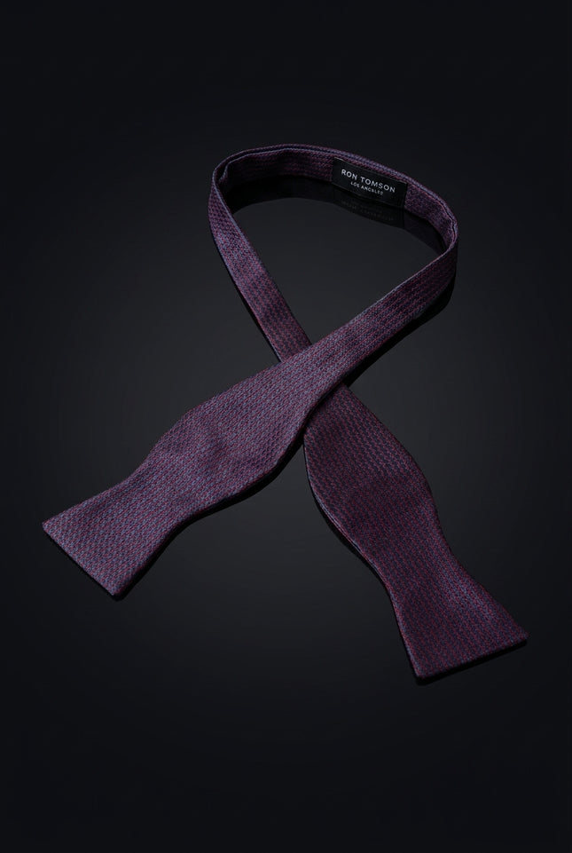 Self-Tie Bow Tie - Navy Maroon Geometric - untied