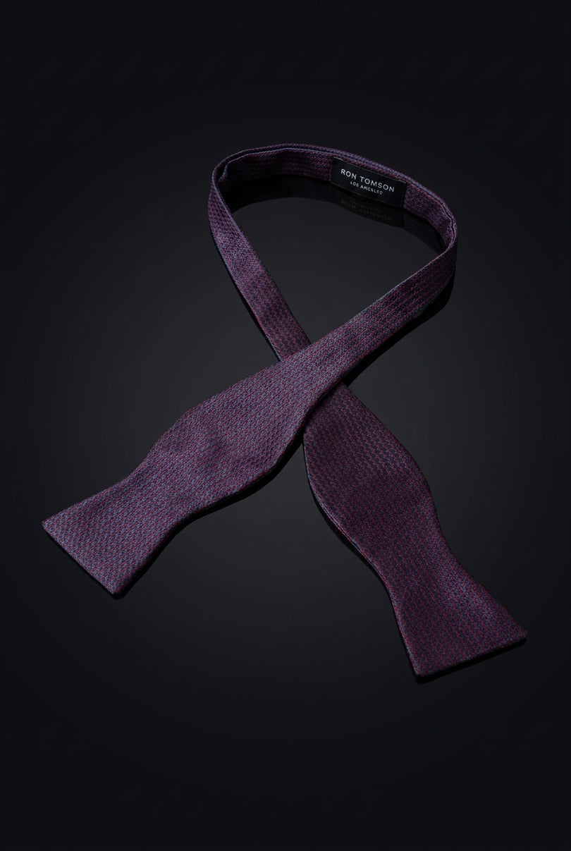 Self-Tie Bow Tie - Navy Maroon Geometric - untied