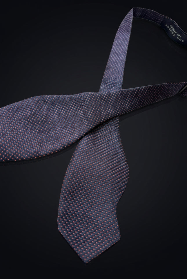 Self-Tie Bow Tie - Navy Red Dotted - untied