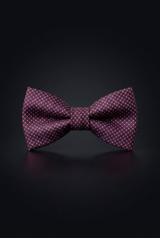 Self-Tie Bow Tie - Navy Red White Geometric - front