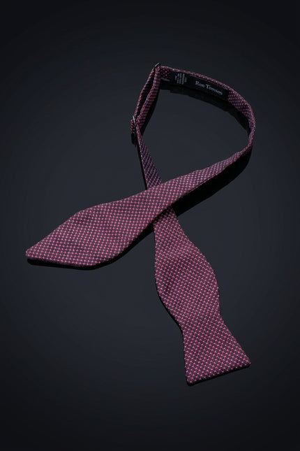 Self-Tie Bow Tie - Navy Red White Geometric - untied