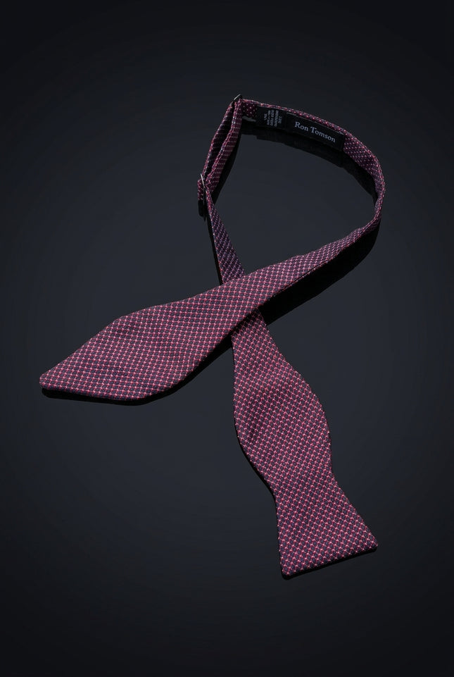 Self-Tie Bow Tie - Navy Red White Geometric - untied