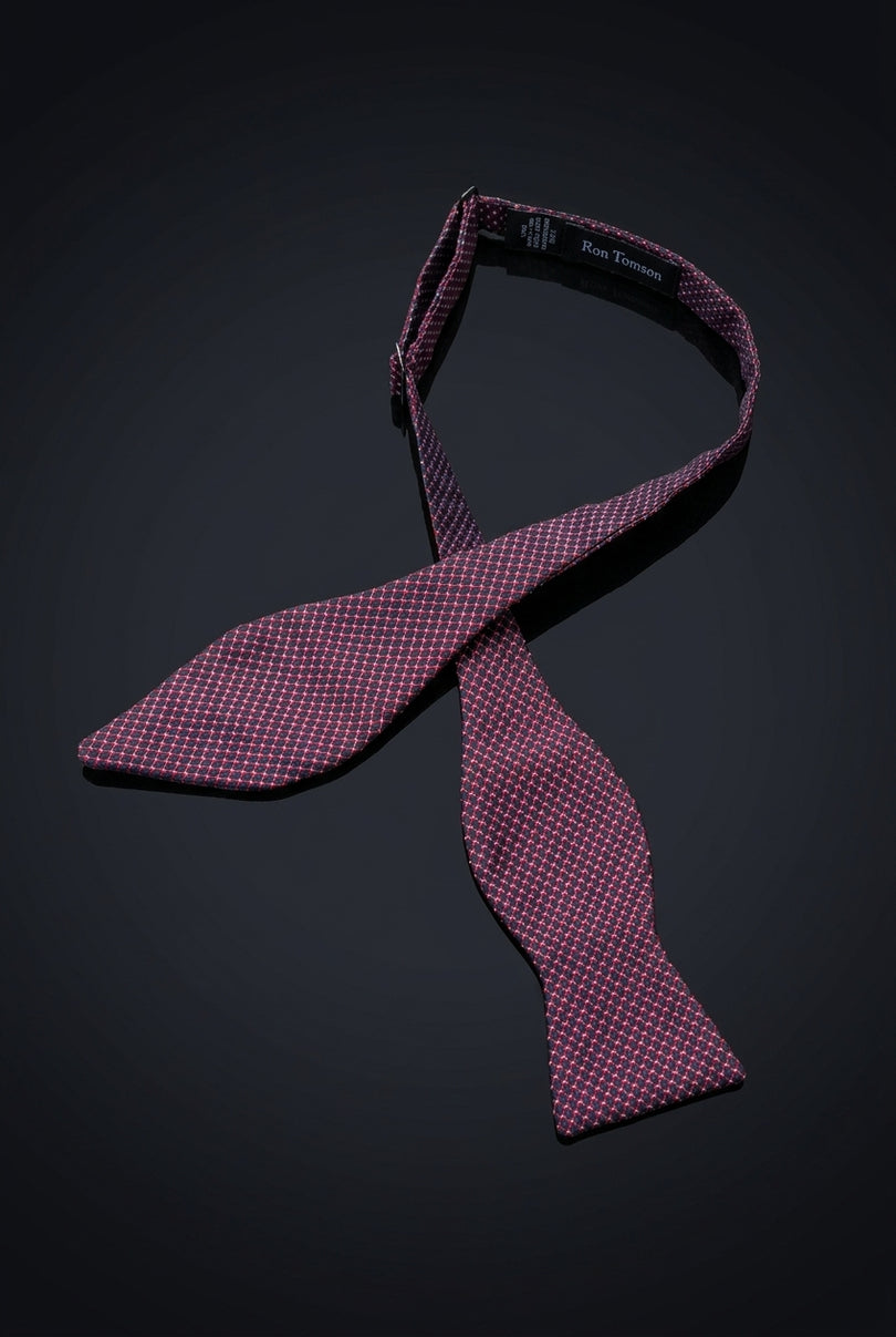 Self-Tie Bow Tie - Navy Red White Geometric - untied