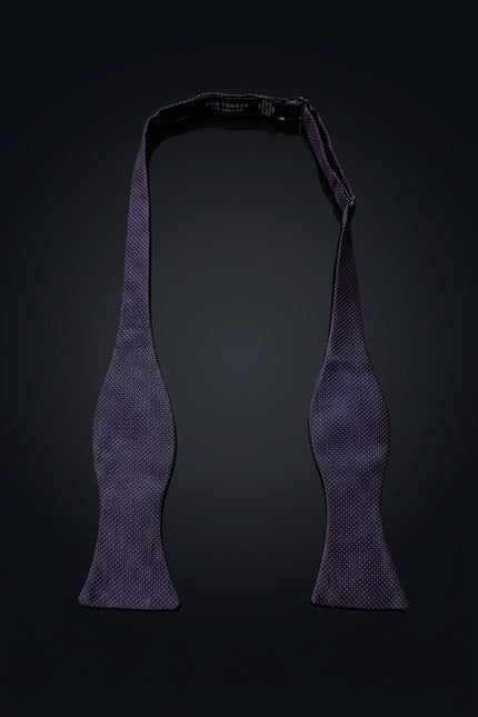 Self-Tie Bow Tie - Navy Blue Dotted - untied