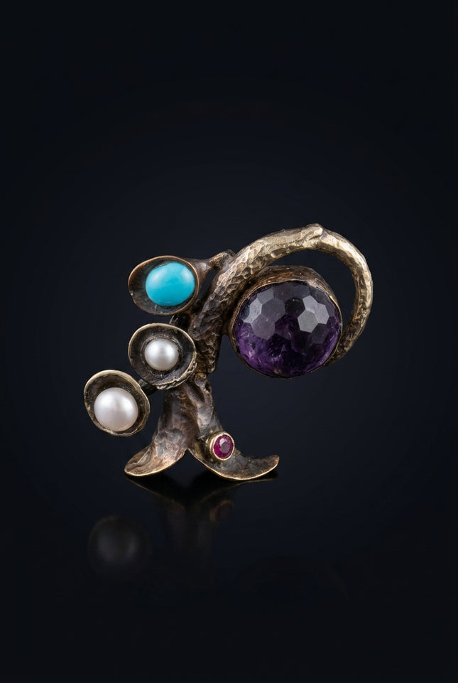 Brooch - Multi-Color abstract organic - angle