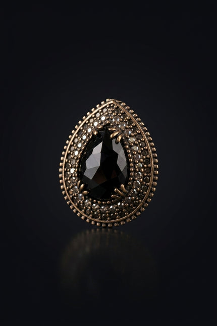 Brooch - Black Bronze teardrop - angle