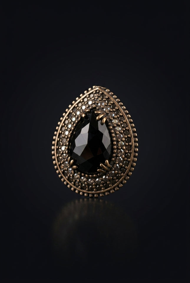 Brooch - Black Bronze teardrop - angle