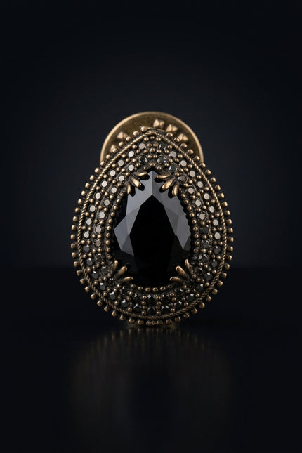Brooch - Black Bronze teardrop - front