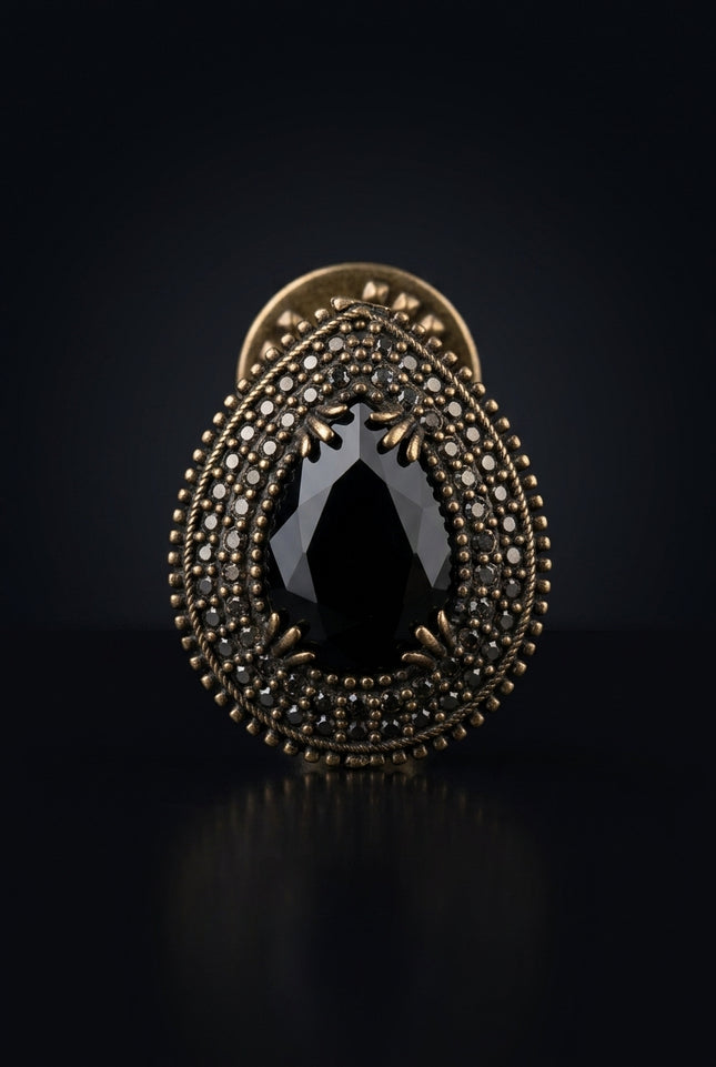 Brooch - Black Bronze teardrop - front