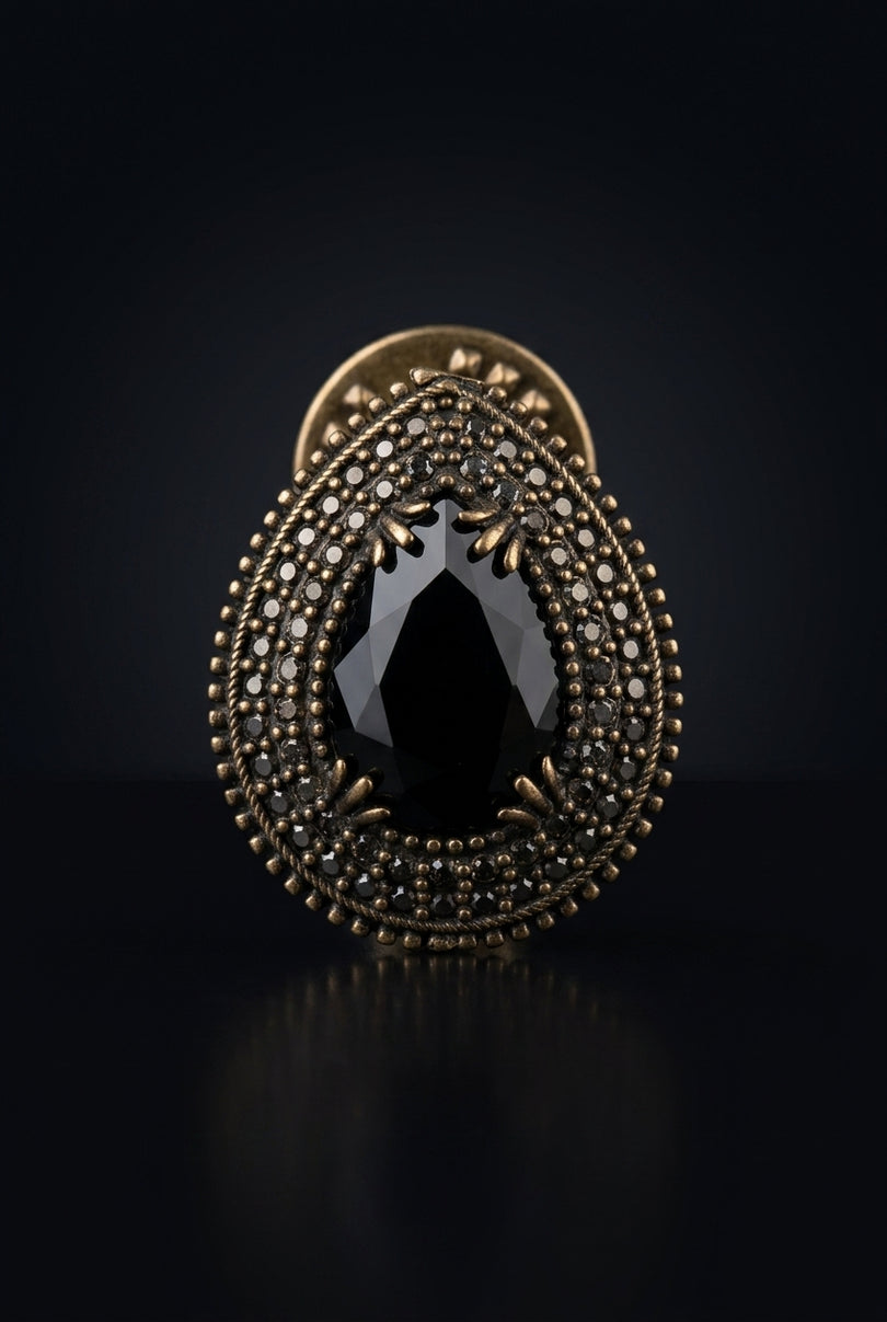 Brooch - Black Bronze teardrop - front