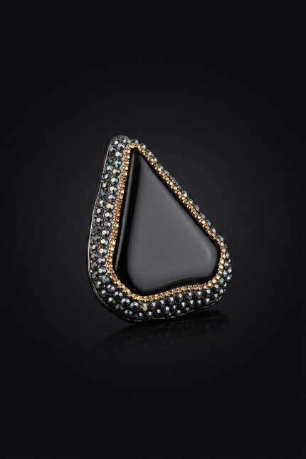 Brooch - Black/Gold triangular - angle