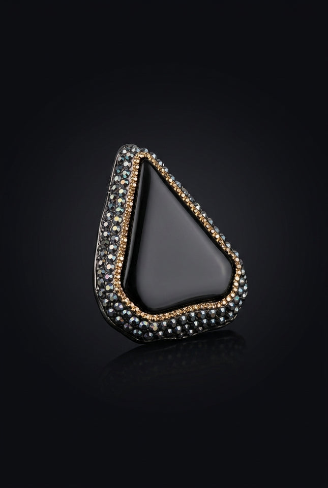 Brooch - Black/Gold triangular - angle