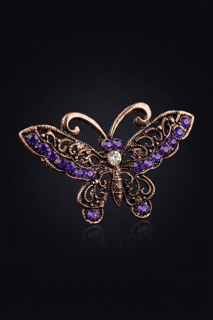 Brooch - Bronze And Purple butterfly - angle