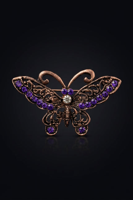 Brooch - Bronze And Purple butterfly - front
