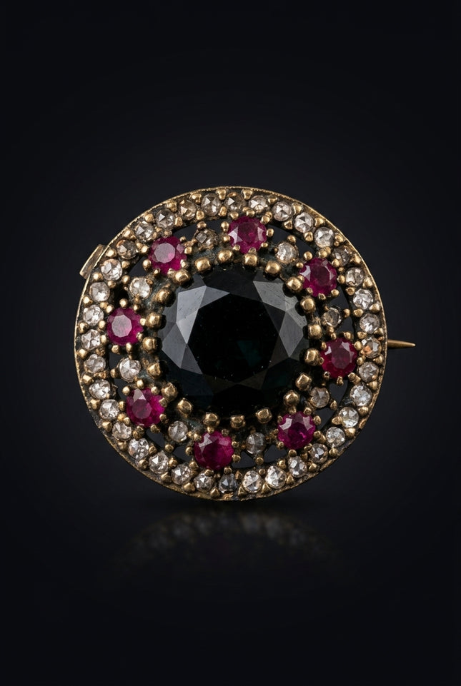 Brooch - Multi-Color round - front