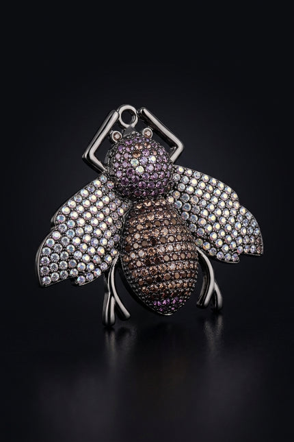 Brooch - Black|Multi bee - angle