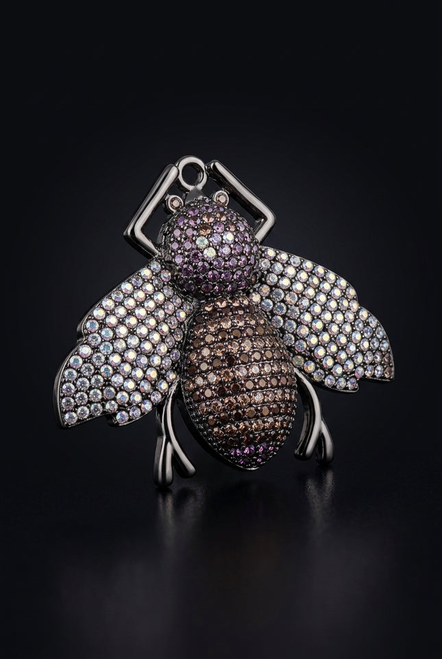 Brooch - Black|Multi bee - angle
