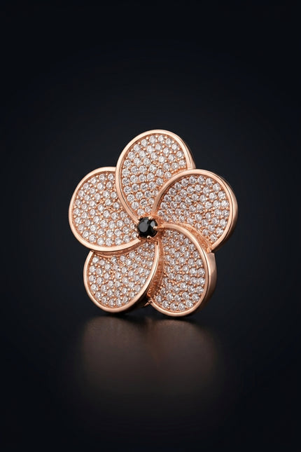Brooch - Rose Gold, Clear flower - angle