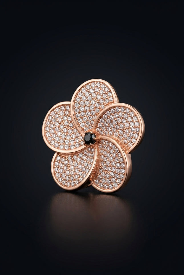 Brooch - Rose Gold, Clear flower - angle