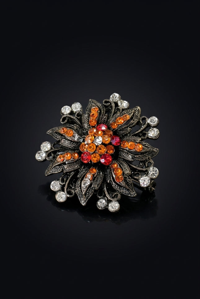 Brooch - Multi-Color floral - angle
