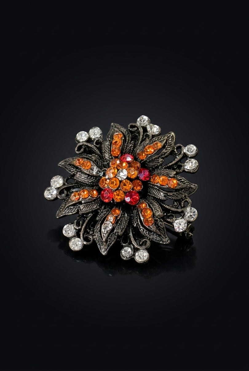 Brooch - Multi-Color floral - angle