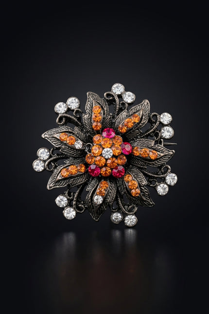 Brooch - Multi-Color floral - front