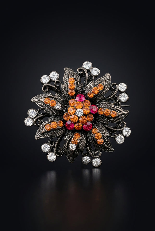 Brooch - Multi-Color floral - front