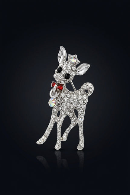 Brooch - Silver Multi-Color deer - angle