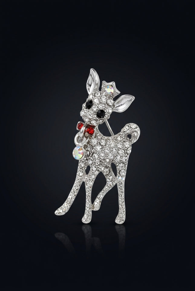 Brooch - Silver Multi-Color deer - angle