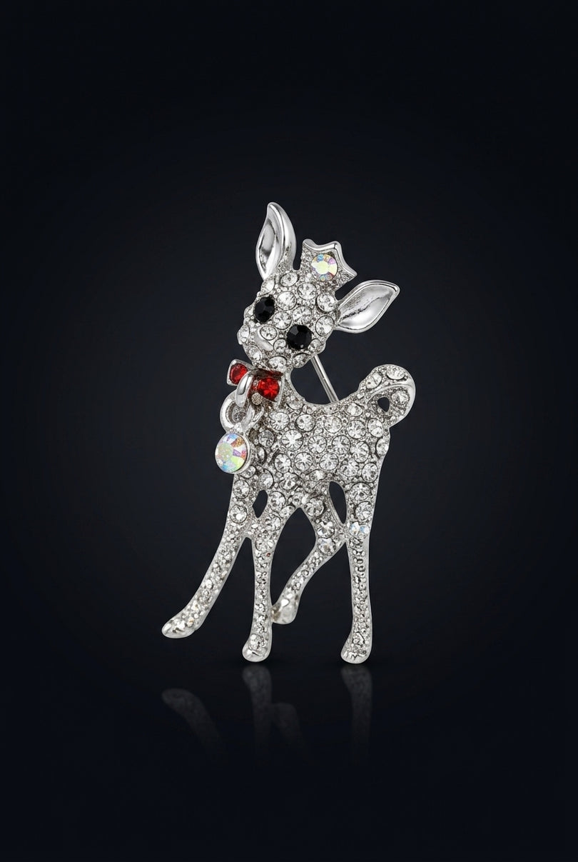 Brooch - Silver Multi-Color deer - angle
