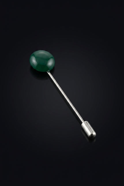 Brooch - Dark Green round - angle