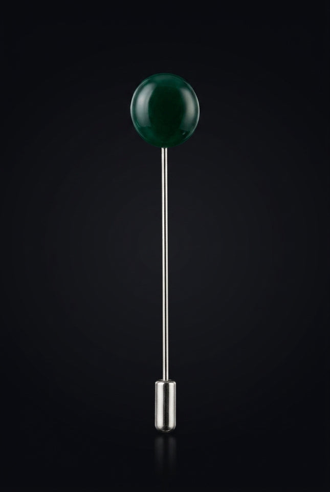 Brooch - Dark Green round - front
