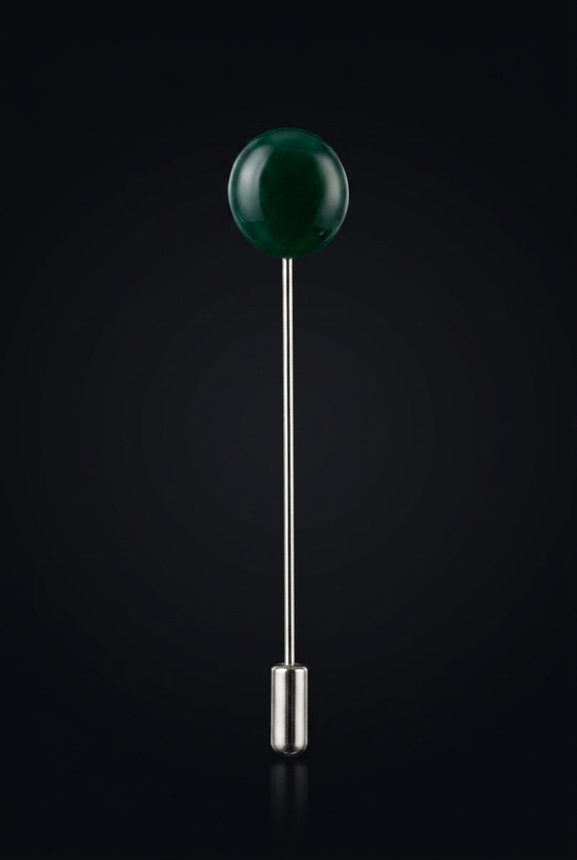 Brooch - Dark Green round - front
