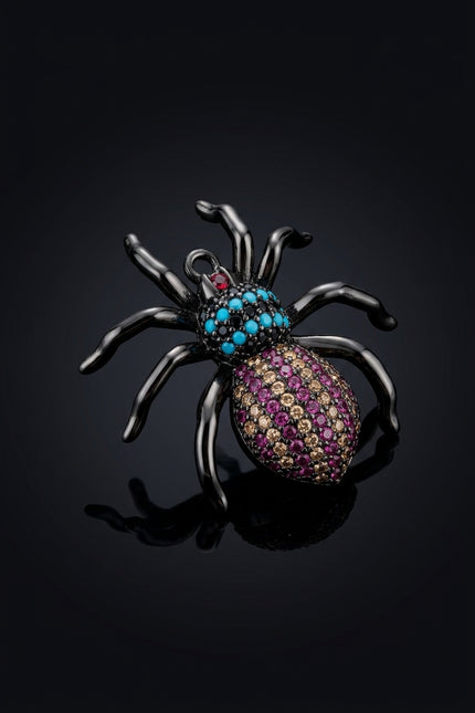 Brooch - Multi-Color spider - angle