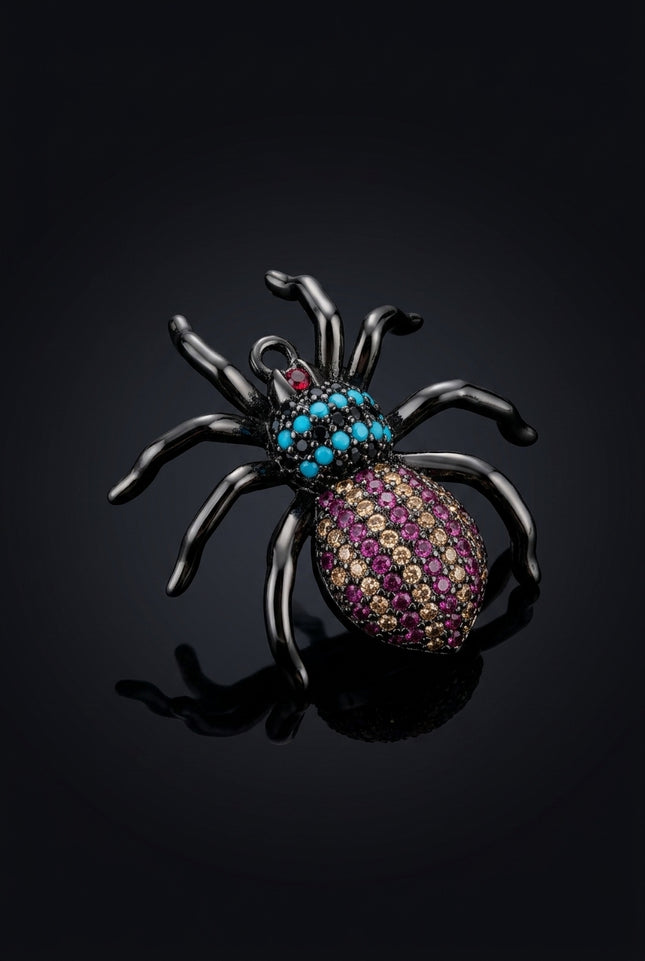 Brooch - Multi-Color spider - angle