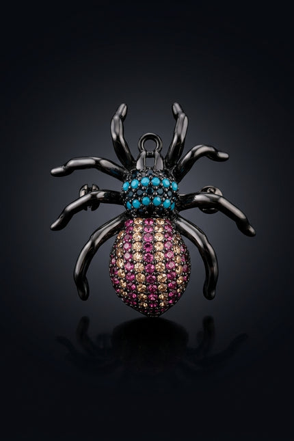 Brooch - Multi-Color spider - front