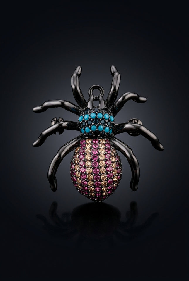 Brooch - Multi-Color spider - front
