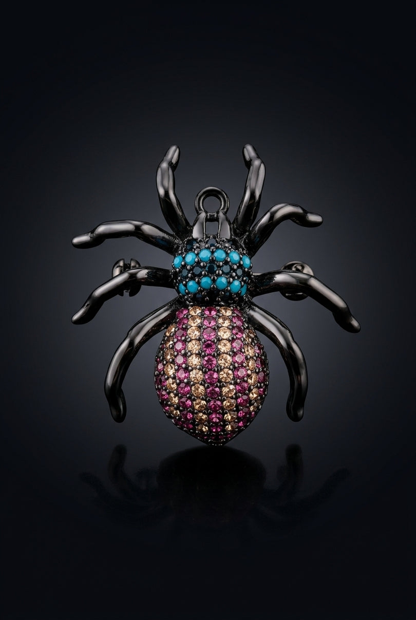 Brooch - Multi-Color spider - front