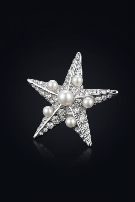 Brooch - Silver, White star - angle