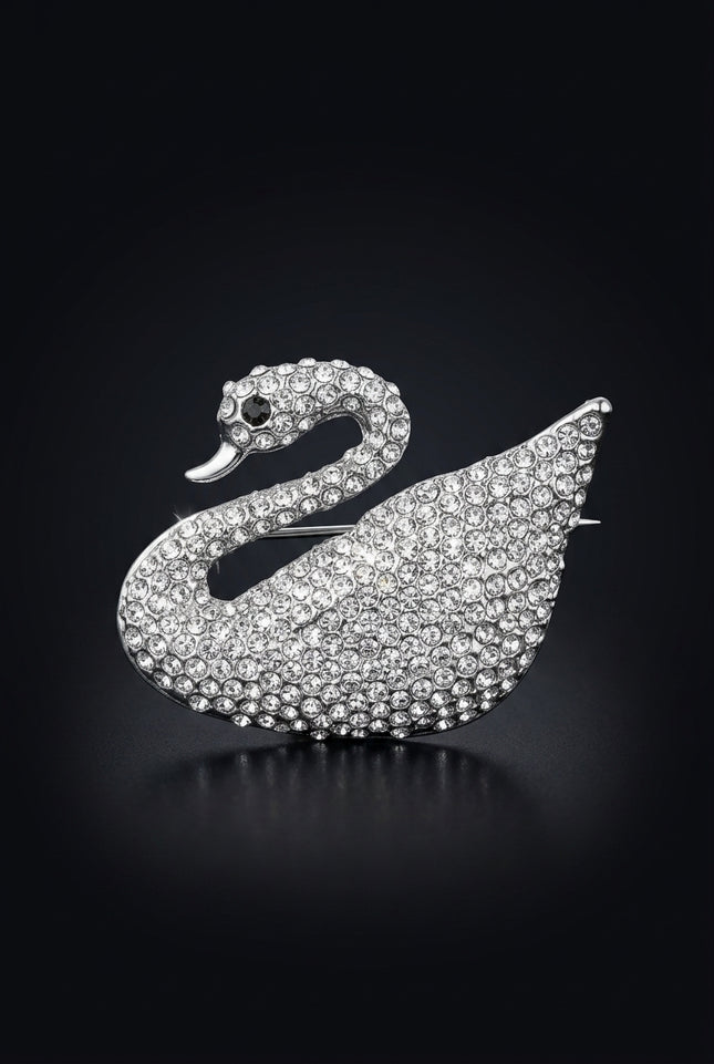 Brooch - Silver swan - front