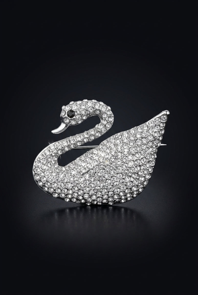 Brooch - Silver swan - front