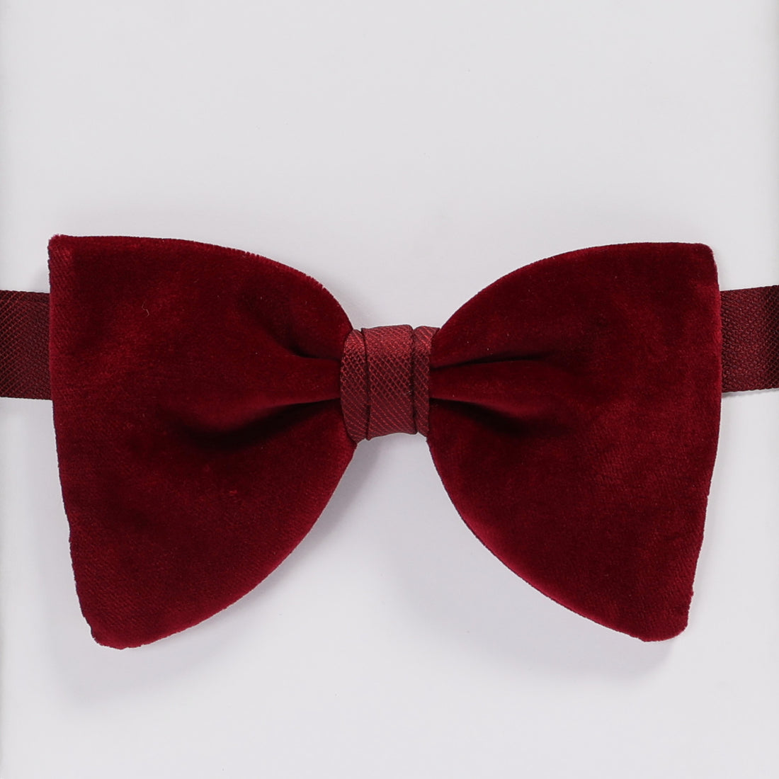 Cotton Velvet Pre-Tied Bow Tie - Dark Red