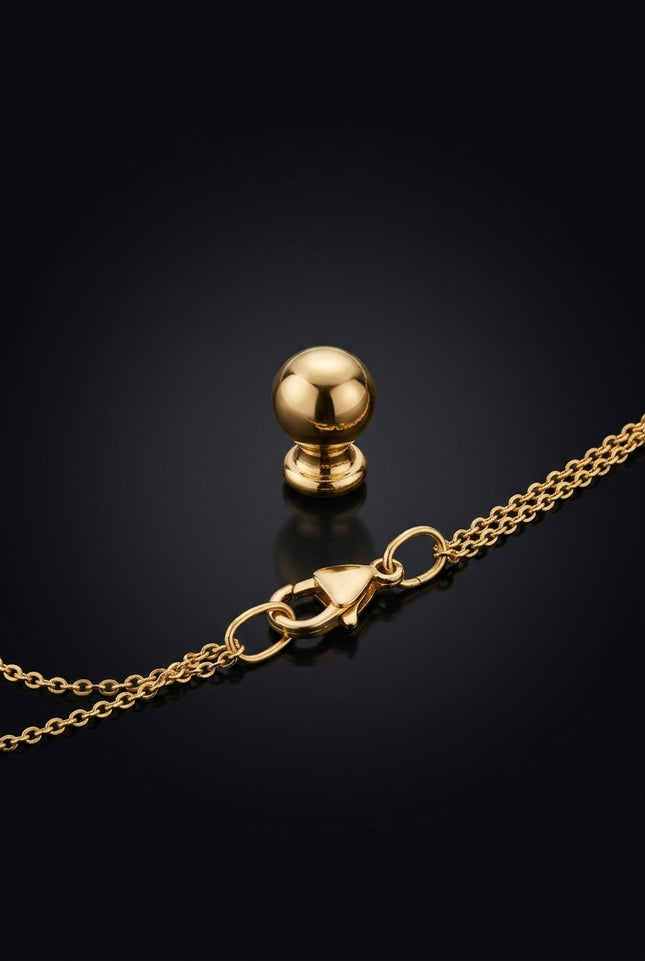 Collar Bar - Gold straight bar with spherical ends - detail