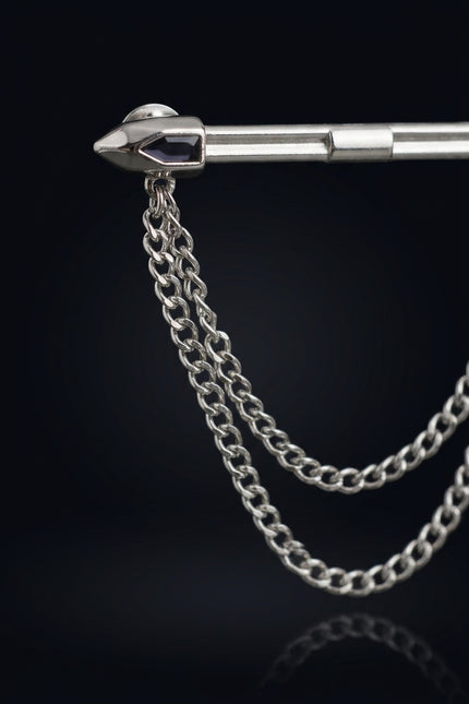 Collar Bar - Silver bar with chains - detail
