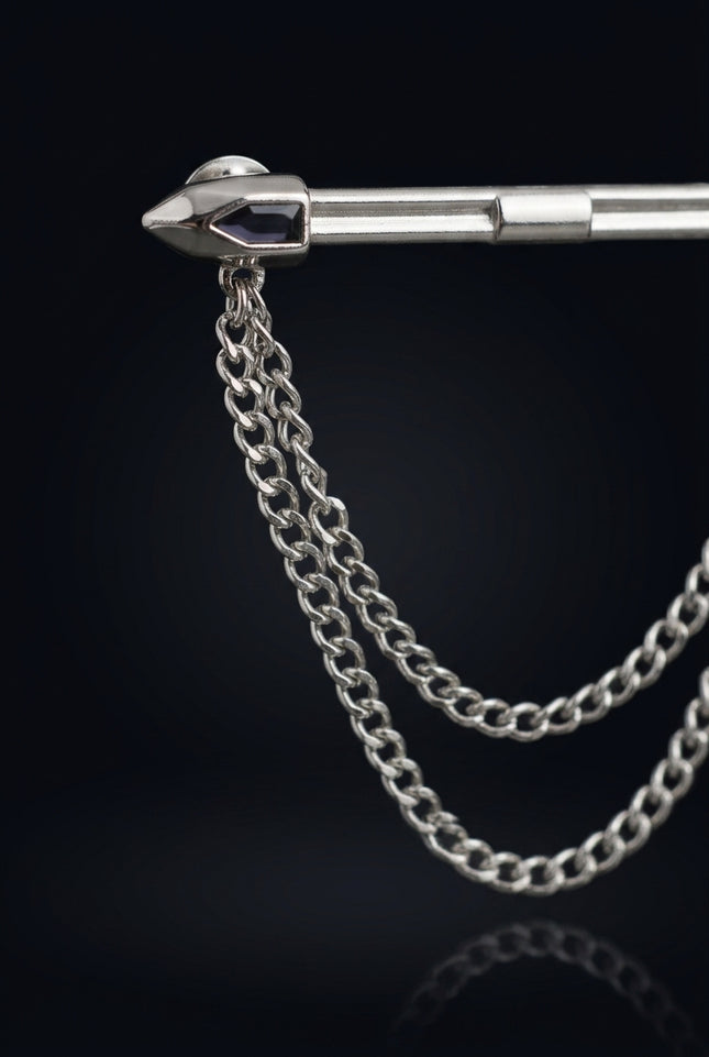 Collar Bar - Silver bar with chains - detail