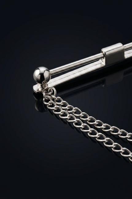 Collar Bar - Silver bar with chains - detail