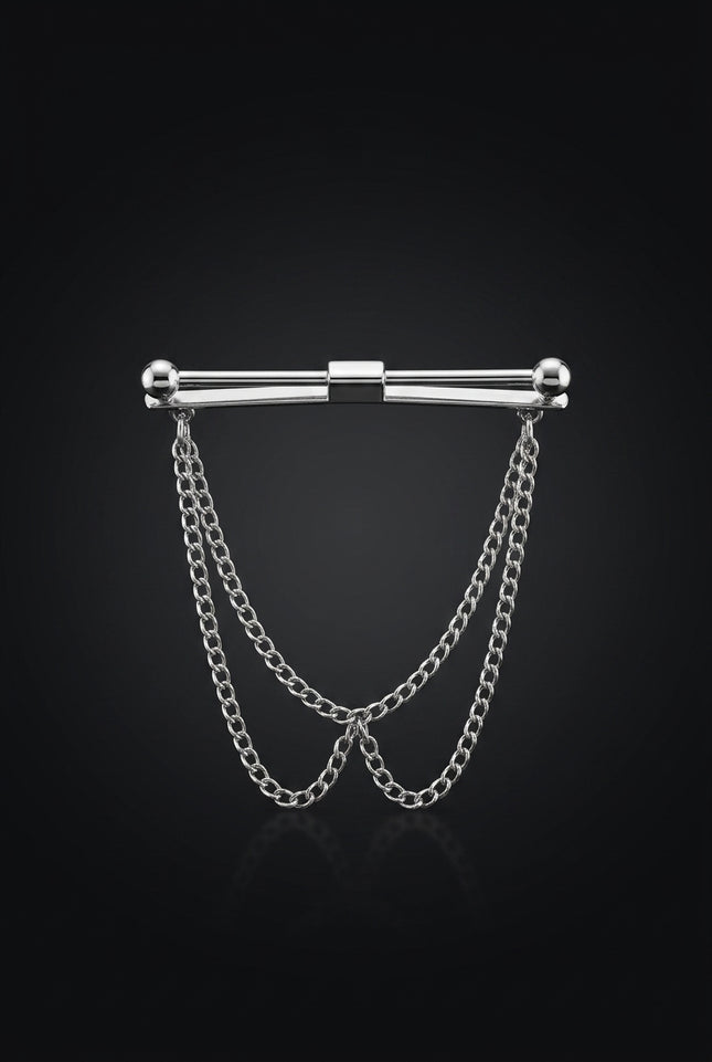 Collar Bar - Silver bar with chains - hero