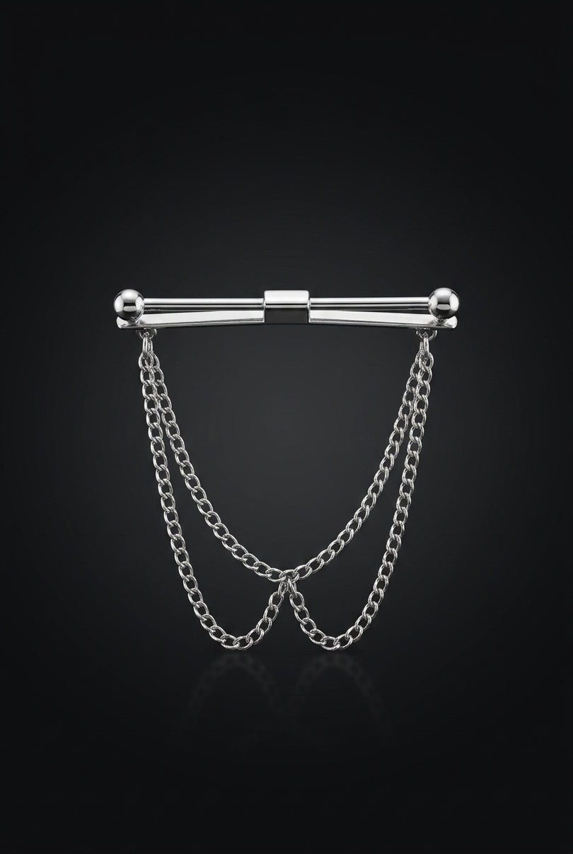 Collar Bar - Silver bar with chains - hero